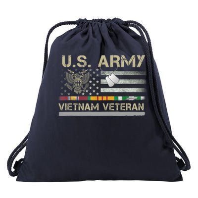 Funny US Army Vietnam Veteran USA Flag A Great Gift For Veteran Vietnam Army Drawstring Bag