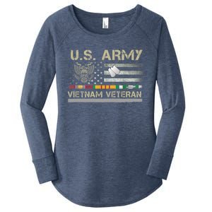 Funny US Army Vietnam Veteran USA Flag A Great Gift For Veteran Vietnam Army Women's Perfect Tri Tunic Long Sleeve Shirt