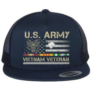 Funny US Army Vietnam Veteran USA Flag A Great Gift For Veteran Vietnam Army Flat Bill Trucker Hat