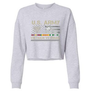 Funny US Army Vietnam Veteran USA Flag A Great Gift For Veteran Vietnam Army Cropped Pullover Crew