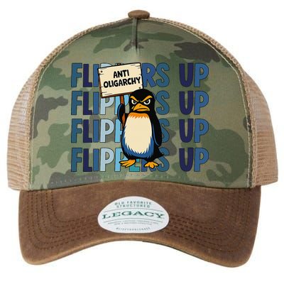 Flippers Up Anti Oligarchy Penguins 8647 Protect Facism Legacy Tie Dye Trucker Hat