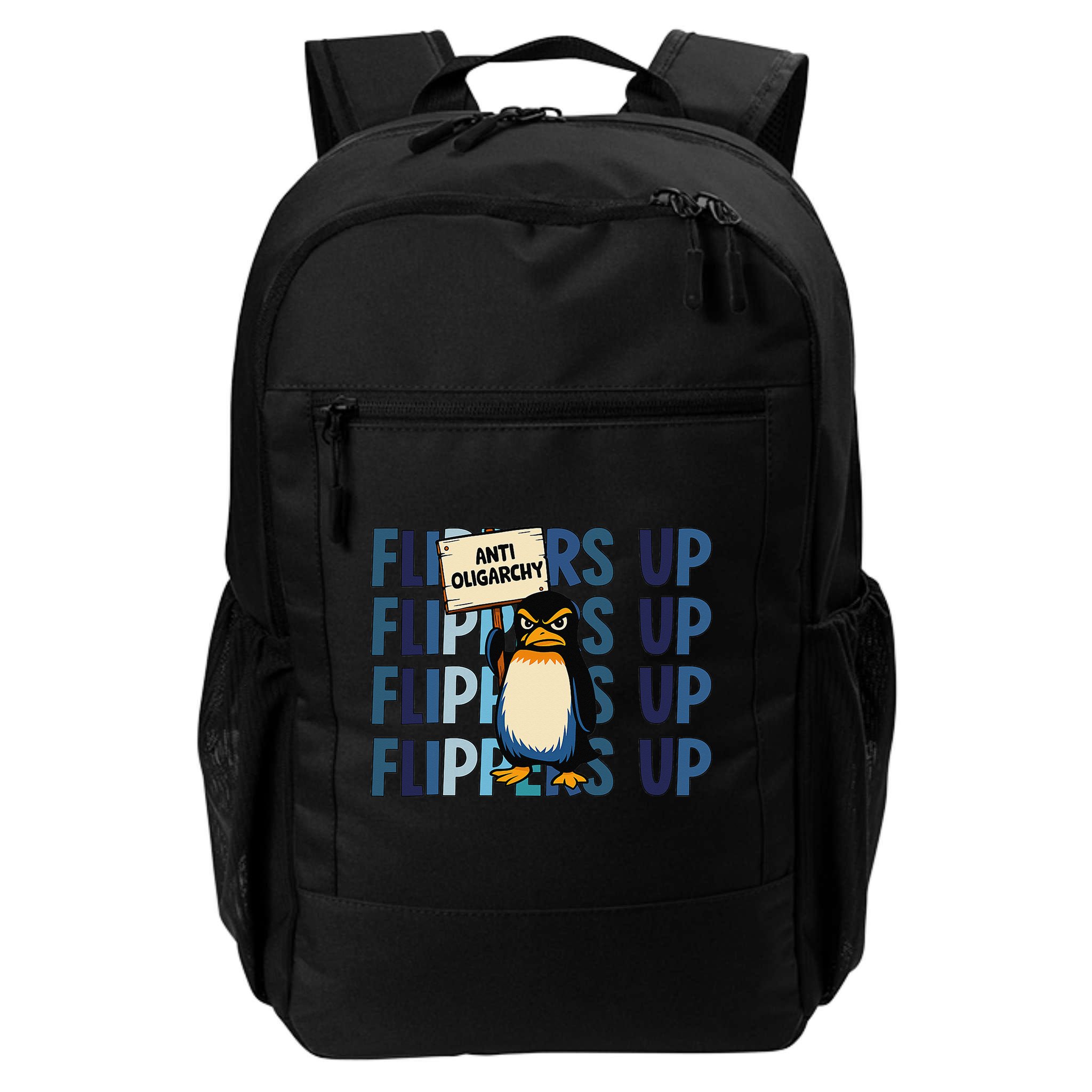 Flippers Up Anti Oligarchy Penguins 8647 Protect Facism Backpack