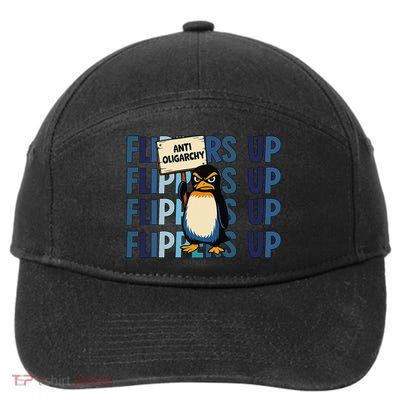Flippers Up Anti Oligarchy Penguins 8647 Protect Facism 7-Panel Snapback Hat