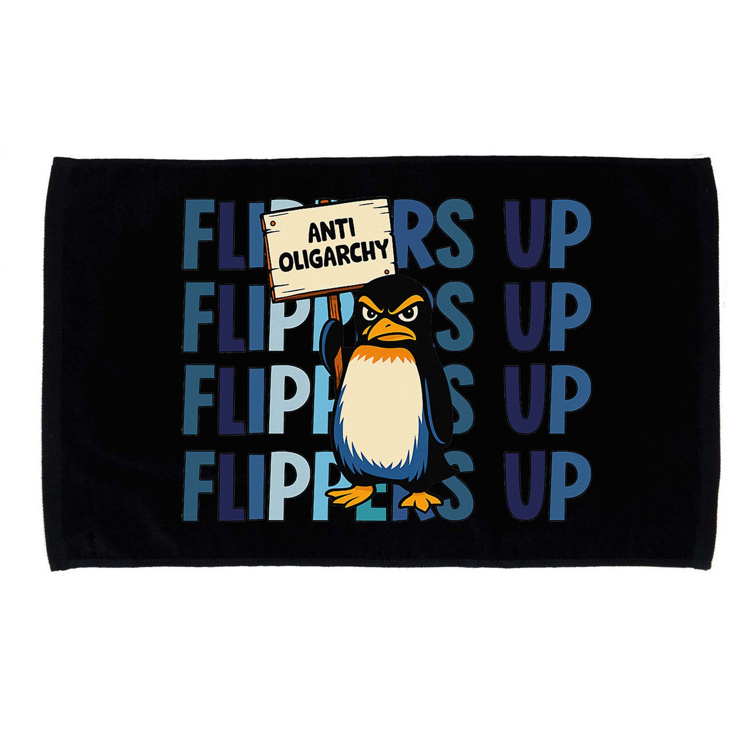 Flippers Up Anti Oligarchy Penguins 8647 Protect Facism Microfiber Hand Towel