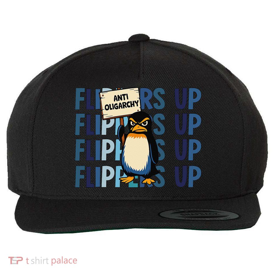 Flippers Up Anti Oligarchy Penguins 8647 Protect Facism Wool Snapback Cap