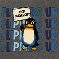 Flippers Up Anti Oligarchy Penguins 8647 Protect Facism Cotton Canvas Backpack