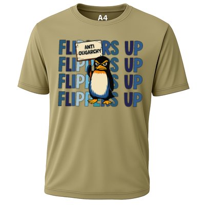 Flippers Up Anti Oligarchy Penguins 8647 Protect Facism Performance Shirt