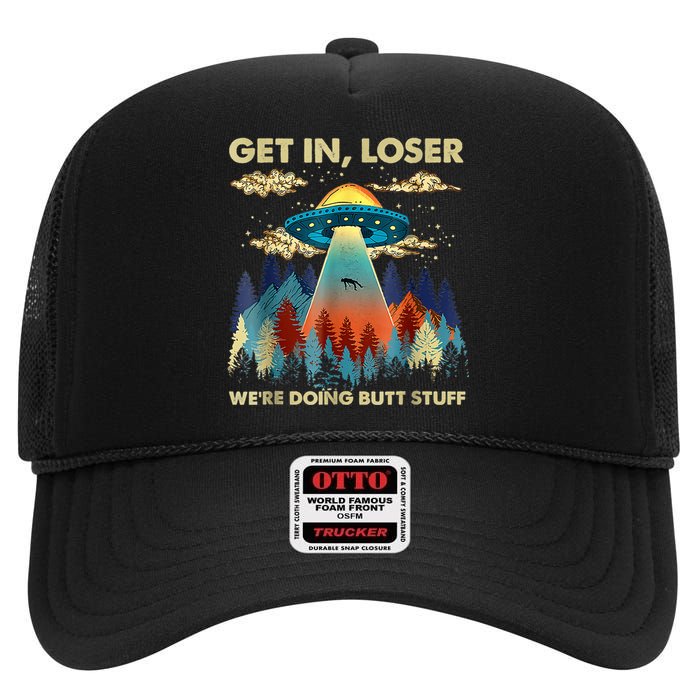 Funny UFO Alien Abduction High Crown Mesh Back Trucker Hat