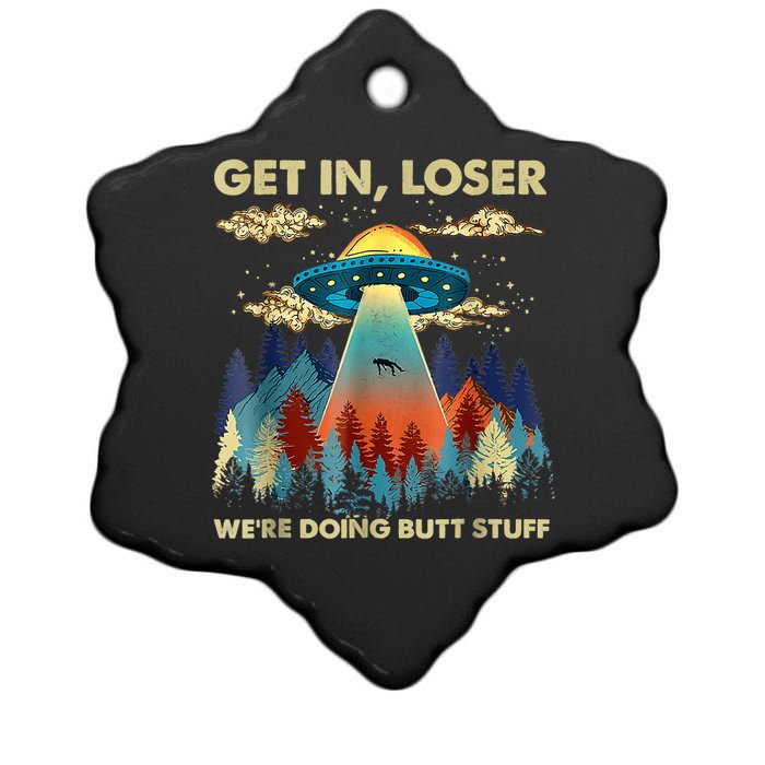 Funny UFO Alien Abduction Ceramic Star Ornament