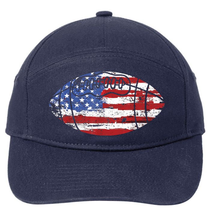 Football USA American Flag Vintage Gift 7-Panel Snapback Hat