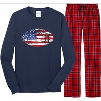 Football USA American Flag Vintage Gift Long Sleeve Pajama Set