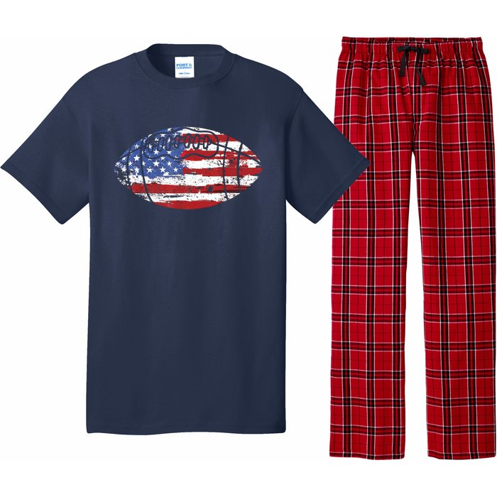 Football USA American Flag Vintage Gift Pajama Set