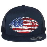 Football USA American Flag Vintage Gift Flat Bill Trucker Hat