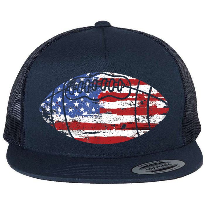 Football USA American Flag Vintage Gift Flat Bill Trucker Hat