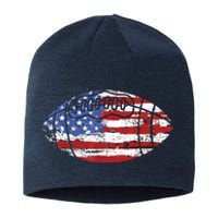 Football USA American Flag Vintage Gift Sustainable Beanie