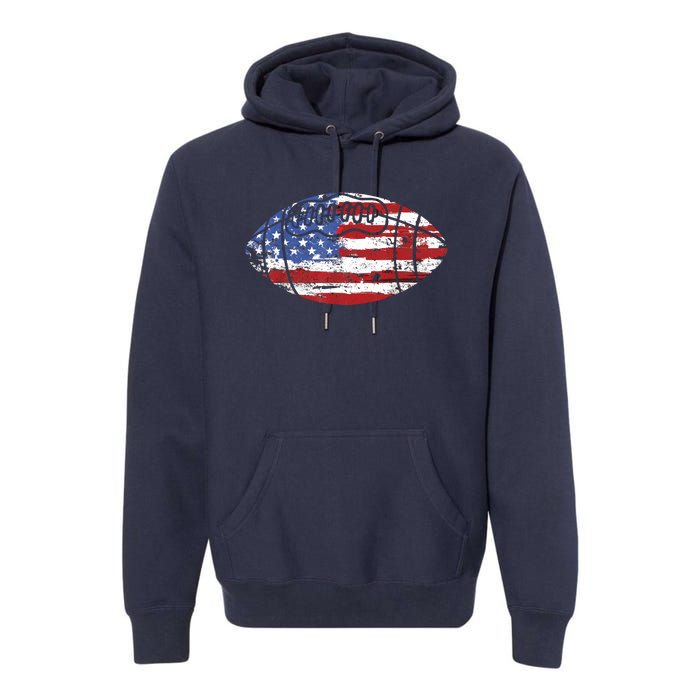 Football USA American Flag Vintage Gift Premium Hoodie