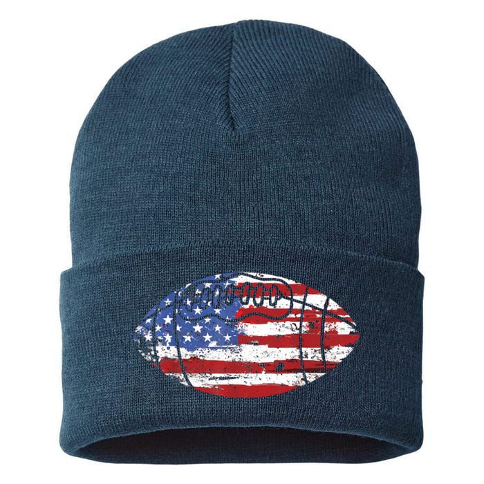 Football USA American Flag Vintage Gift Sustainable Knit Beanie