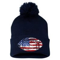 Football USA American Flag Vintage Gift Pom Pom 12in Knit Beanie