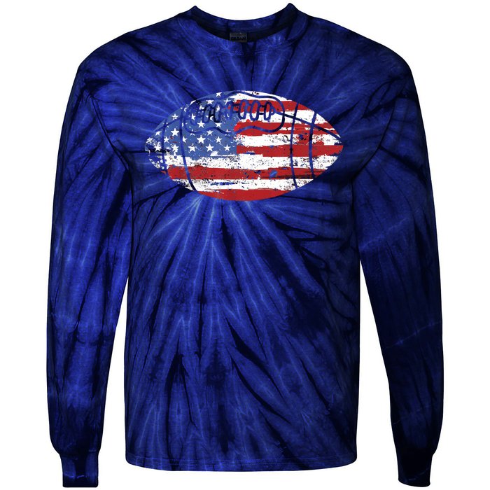 Football USA American Flag Vintage Gift Tie-Dye Long Sleeve Shirt