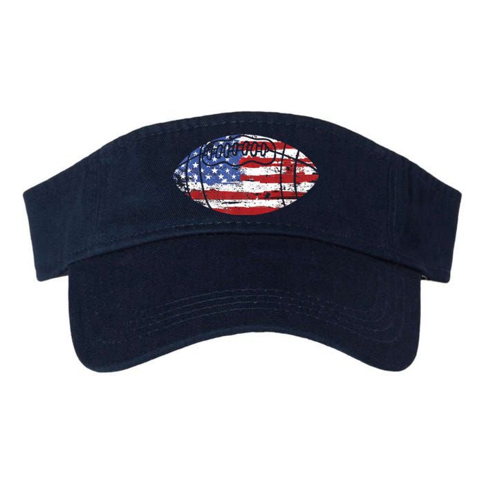 Football USA American Flag Vintage Gift Valucap Bio-Washed Visor