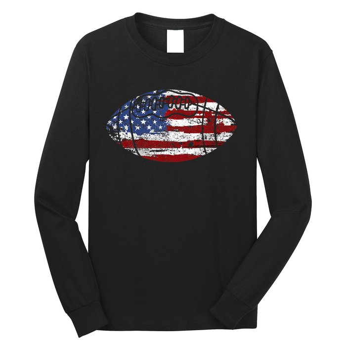 Football Usa American Flag Vintage Gift Long Sleeve Shirt