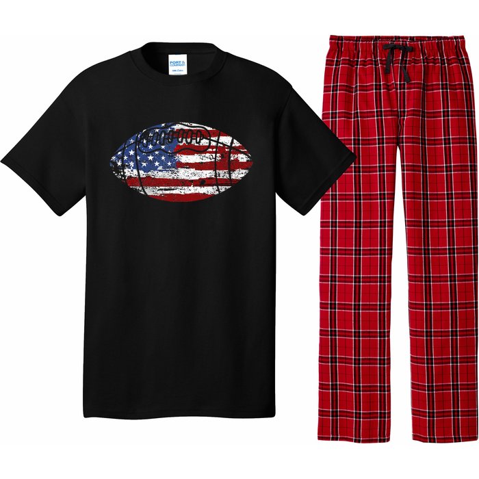 Football Usa American Flag Vintage Gift Pajama Set