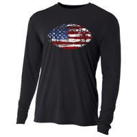 Football Usa American Flag Vintage Gift Cooling Performance Long Sleeve Crew