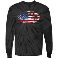 Football Usa American Flag Vintage Gift Tie-Dye Long Sleeve Shirt