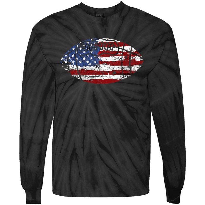 Football Usa American Flag Vintage Gift Tie-Dye Long Sleeve Shirt