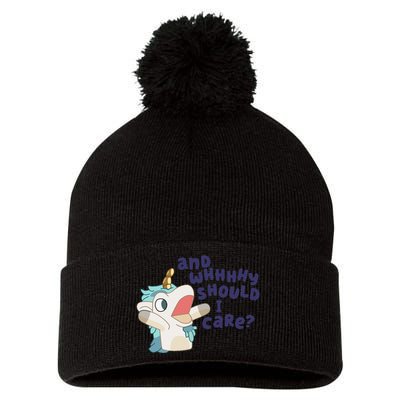 Funny Unicorse And Whhhhhy Should I Care Tee Pom Pom 12in Knit Beanie