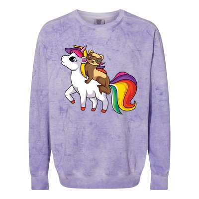 Ferret Unicorn Animal Lover Colorblast Crewneck Sweatshirt