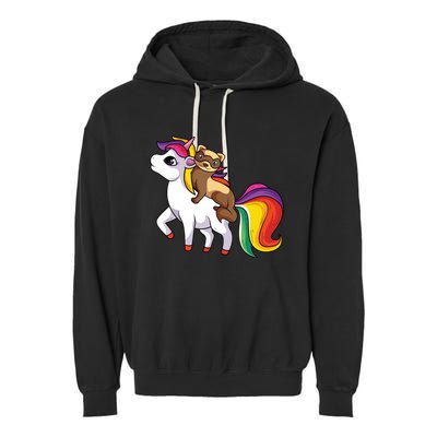 Ferret Unicorn Animal Lover Garment-Dyed Fleece Hoodie