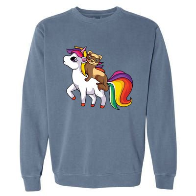 Ferret Unicorn Animal Lover Garment-Dyed Sweatshirt