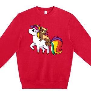 Ferret Unicorn Animal Lover Premium Crewneck Sweatshirt