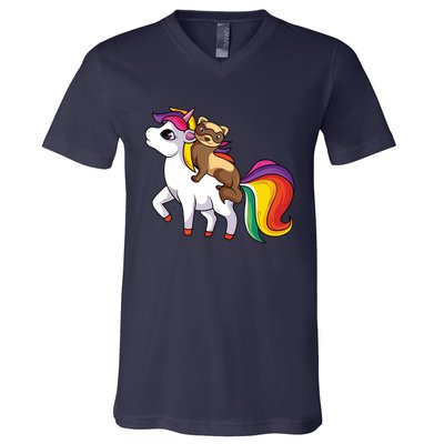 Ferret Unicorn Animal Lover V-Neck T-Shirt