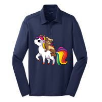 Ferret Unicorn Animal Lover Silk Touch Performance Long Sleeve Polo