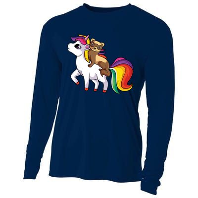 Ferret Unicorn Animal Lover Cooling Performance Long Sleeve Crew