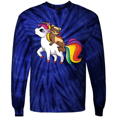 Ferret Unicorn Animal Lover Tie-Dye Long Sleeve Shirt