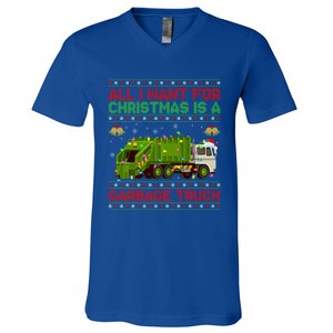 Funny Ugly All I Want For Christmas Is A Garbage Truck Gift V-Neck T-Shirt