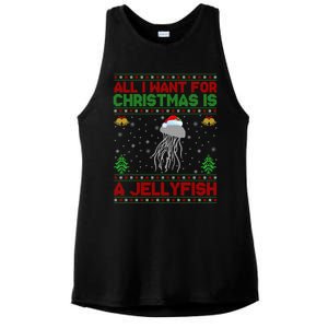 Funny Ugly All I Want For Christmas Is A Jellyfish Gift Ladies PosiCharge Tri-Blend Wicking Tank