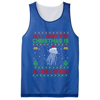 Funny Ugly All I Want For Christmas Is A Jellyfish Gift Mesh Reversible Basketball Jersey Tank
