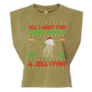 Funny Ugly All I Want For Christmas Is A Jellyfish Gift Garment-Dyed Women's Muscle Tee