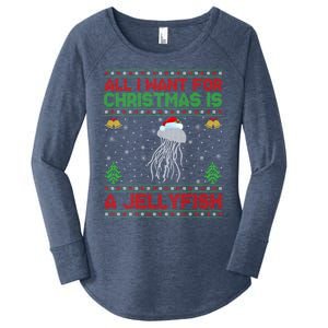 Funny Ugly All I Want For Christmas Is A Jellyfish Gift Women's Perfect Tri Tunic Long Sleeve Shirt