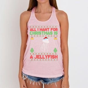 Funny Ugly All I Want For Christmas Is A Jellyfish Gift Women's Knotted Racerback Tank