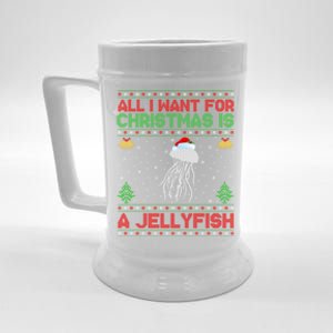 Funny Ugly All I Want For Christmas Is A Jellyfish Gift Beer Stein