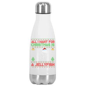 Funny Ugly All I Want For Christmas Is A Jellyfish Gift Stainless Steel Insulated Water Bottle