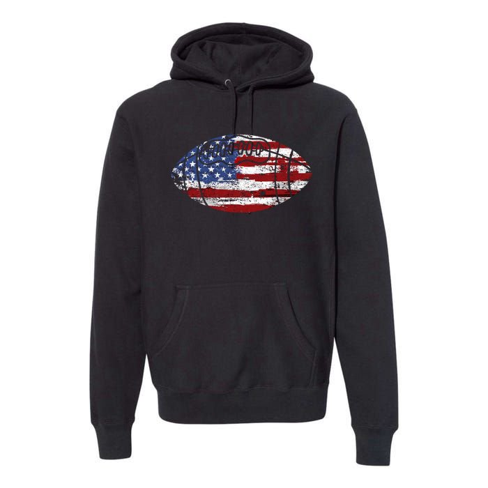 Football Usa American Flag Vintage Gift Premium Hoodie