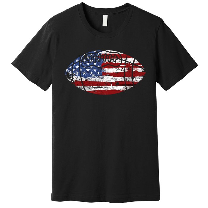 Football Usa American Flag Vintage Gift Premium T-Shirt