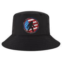 Funny USA American Flag Bigfoot Sasquatch Emblem Cool Comfort Performance Bucket Hat