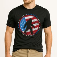 Funny USA American Flag Bigfoot Sasquatch Emblem Cooling Performance Crew T-Shirt
